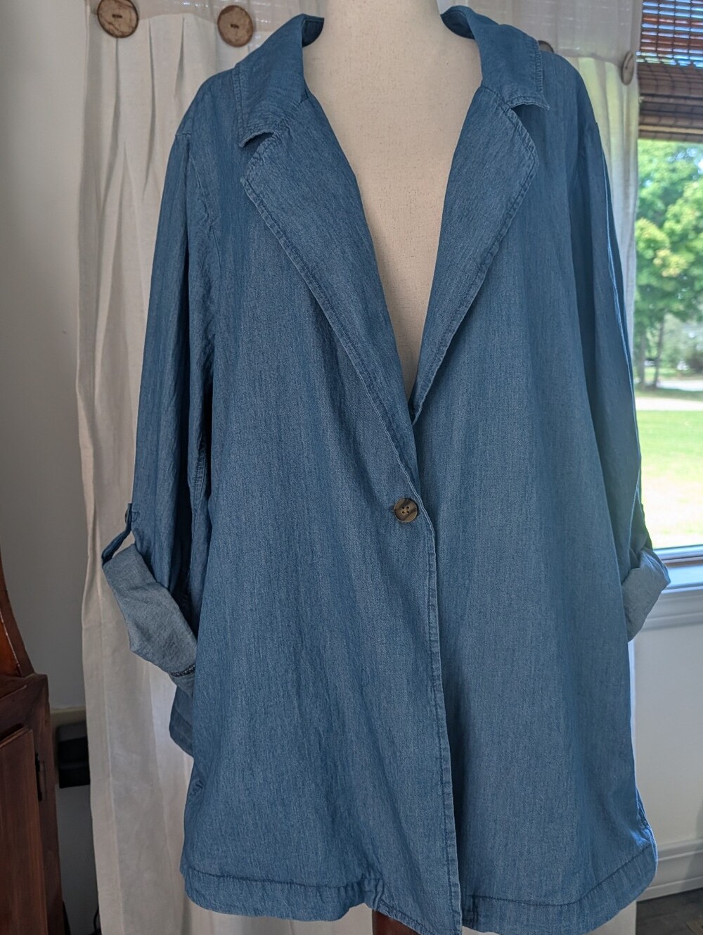 Woman Within Relaxed Light-weight Denim-look Jacket